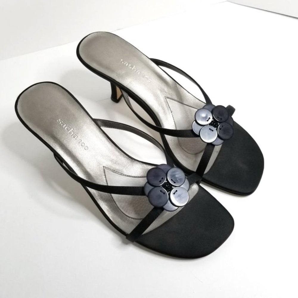 Sacha Too Black Sandal with Kitten Heel